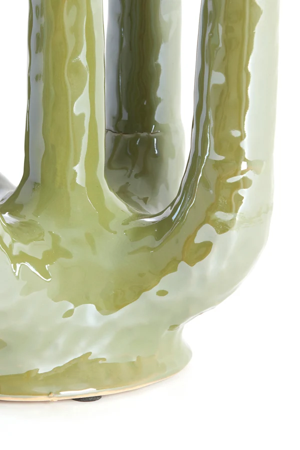 Vase deco 22x16,5x30 cm LEONJO ceramics oil light green