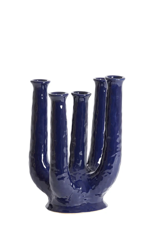 Vase deco 22x16,5x30 cm LEONJO ceramics dark blue