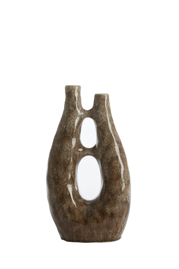 Vase deco 22x11x41 cm KATHA ceramics shiny brown