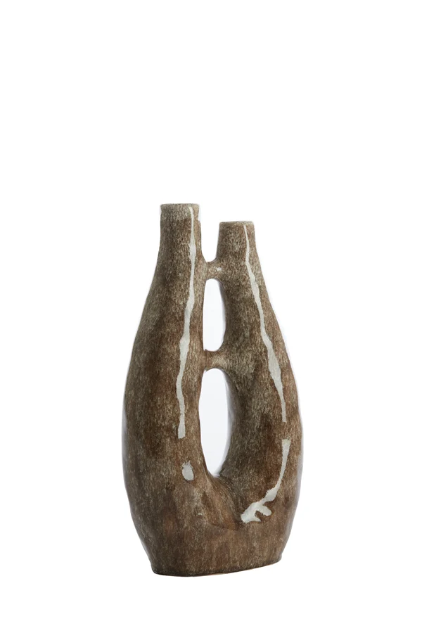 Vase deco 22x11x41 cm KATHA ceramics shiny brown