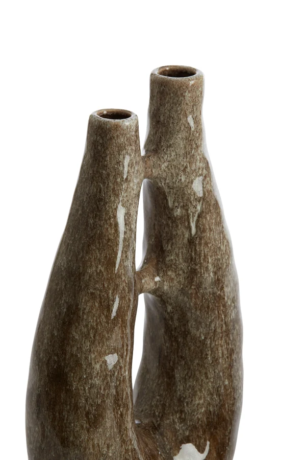 Vase deco 22x11x41 cm KATHA ceramics shiny brown