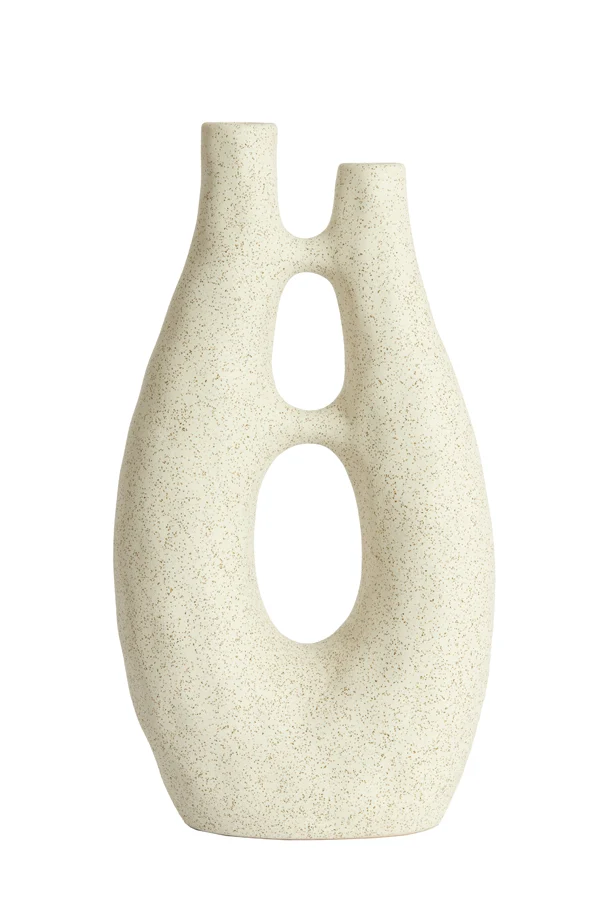 Vase deco 22x11x41 cm KATHA ceramics matt cream