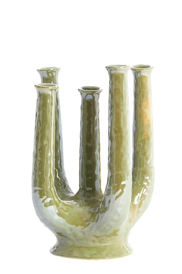 Vase deco 24x18x36 cm LEONJO ceramics oil light green