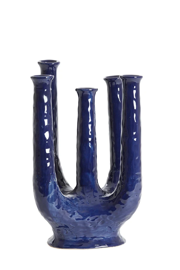 Vase deco 24x18x36 cm LEONJO ceramics dark blue