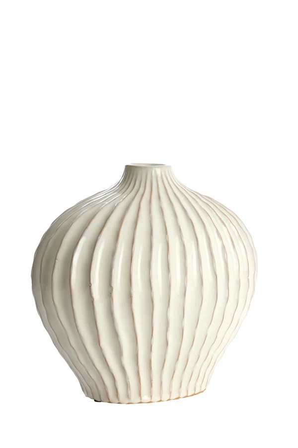 Vase deco 35x21x30 cm LORITO ceramics cream