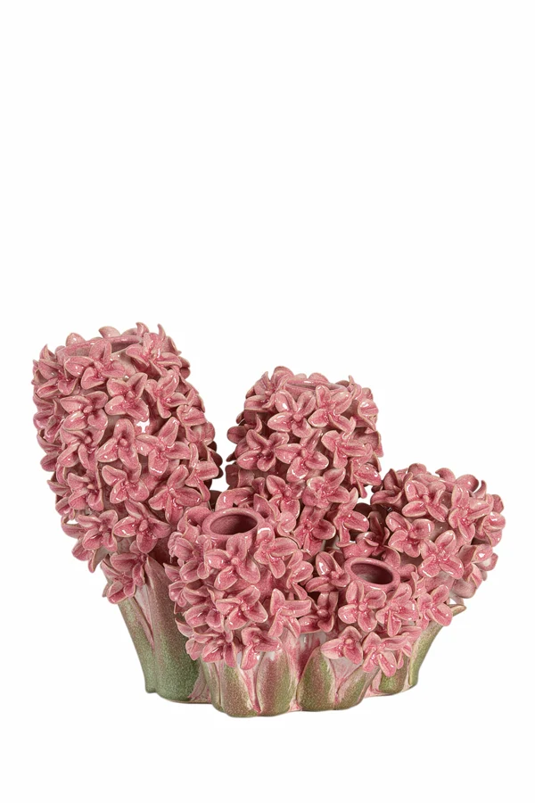 Vase deco 35x21x28 cm FLOWER ceramics pink+green
