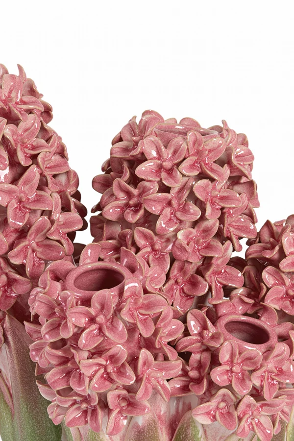Vase deco 35x21x28 cm FLOWER ceramics pink+green