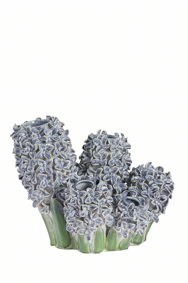 Vase deco 35x21x28 cm FLOWER ceramics blue+green