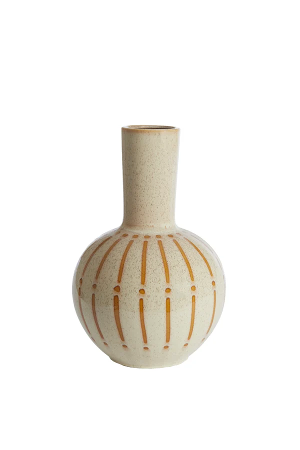 Vase deco 34x52 cm ULLOA ceramics shiny cream+brown