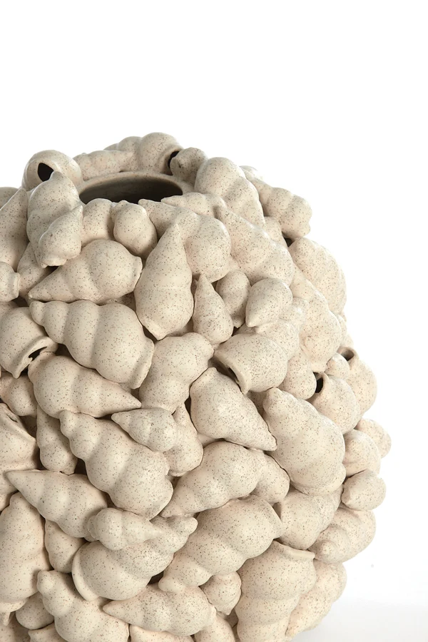 Vase deco 28x30 cm SHELL ceramics textured cream