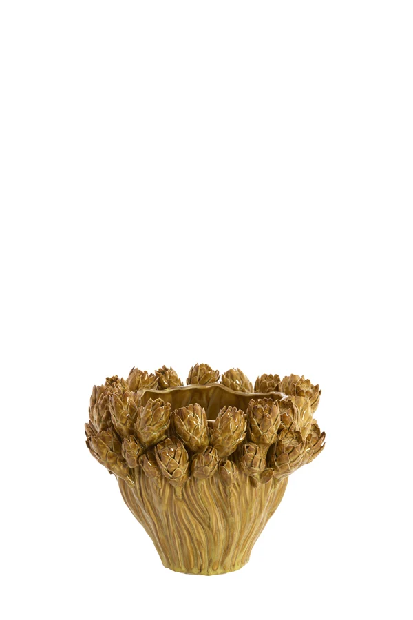 Vase deco 28x20,5 cm FYNARA ceramics ocher yellow