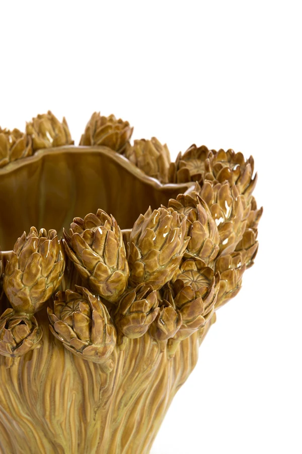Vase deco 28x20,5 cm FYNARA ceramics ocher yellow