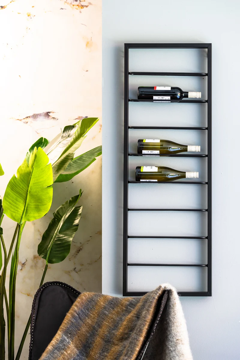 Wine rack 8 bottles 42x6x120 cm MACABEN black