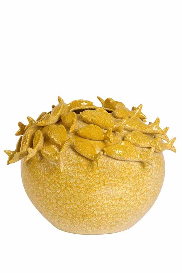 Vase deco 41,5x32 cm FISH ceramics yellow-orange