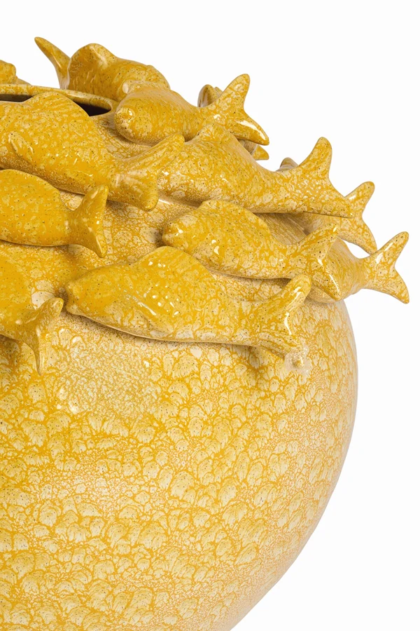 Vase deco 41,5x32 cm FISH ceramics yellow-orange