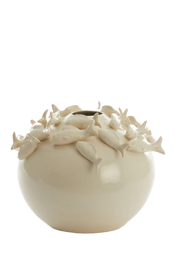 Vase deco 41,5x32 cm FISH ceramics cream