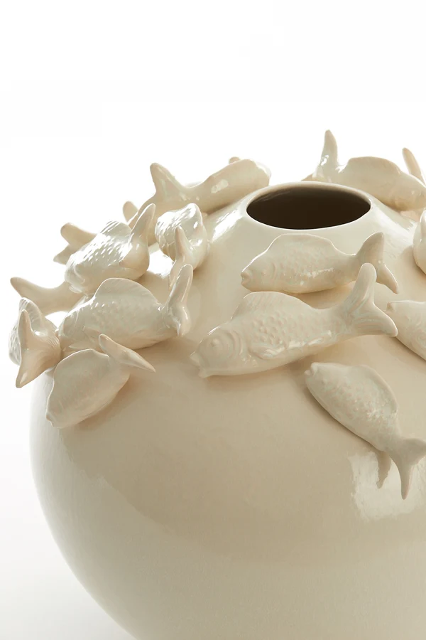 Vase deco 41,5x32 cm FISH ceramics cream