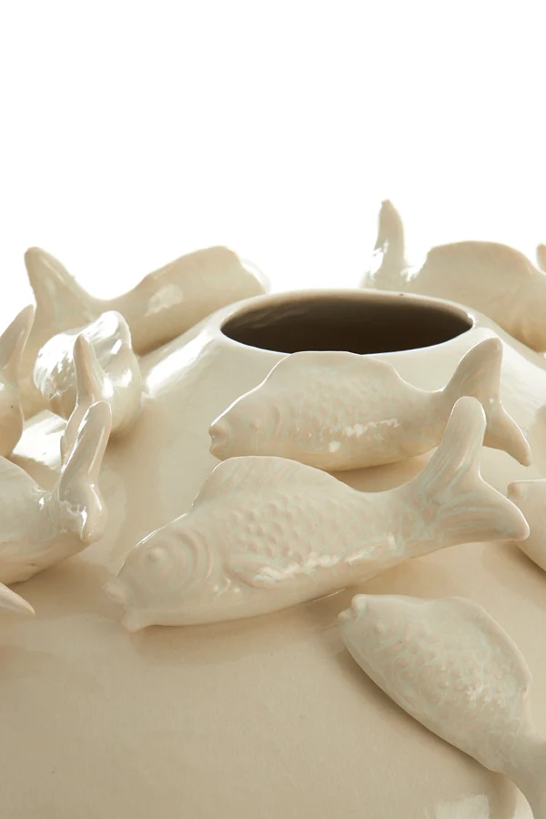 Vase deco 41,5x32 cm FISH ceramics cream
