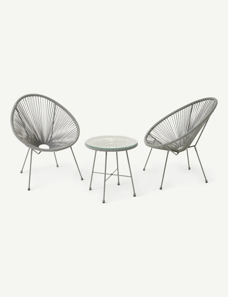 Monaco 2 Seater Egg Chair Bistro Set - Grey