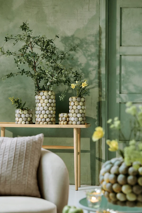 Vase deco 25x40 cm SEA URCHIN green+dark green