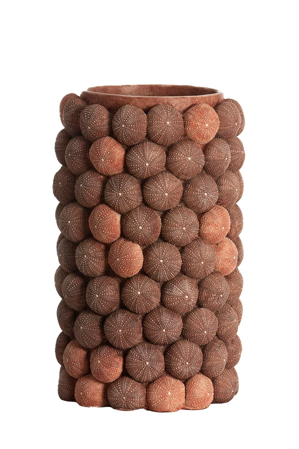 Vase deco 25x40 cm SEA URCHIN coral red+burgundy