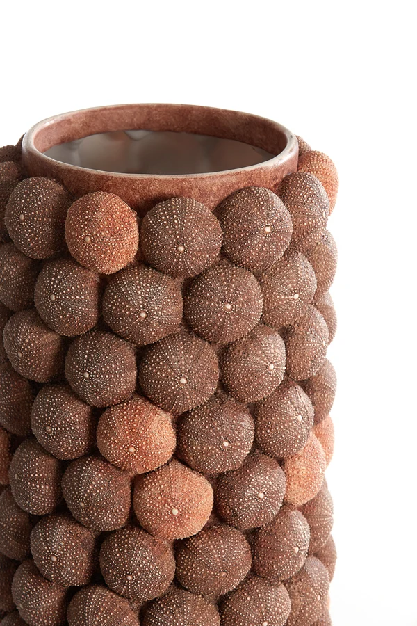 Vase deco 25x40 cm SEA URCHIN coral red+burgundy