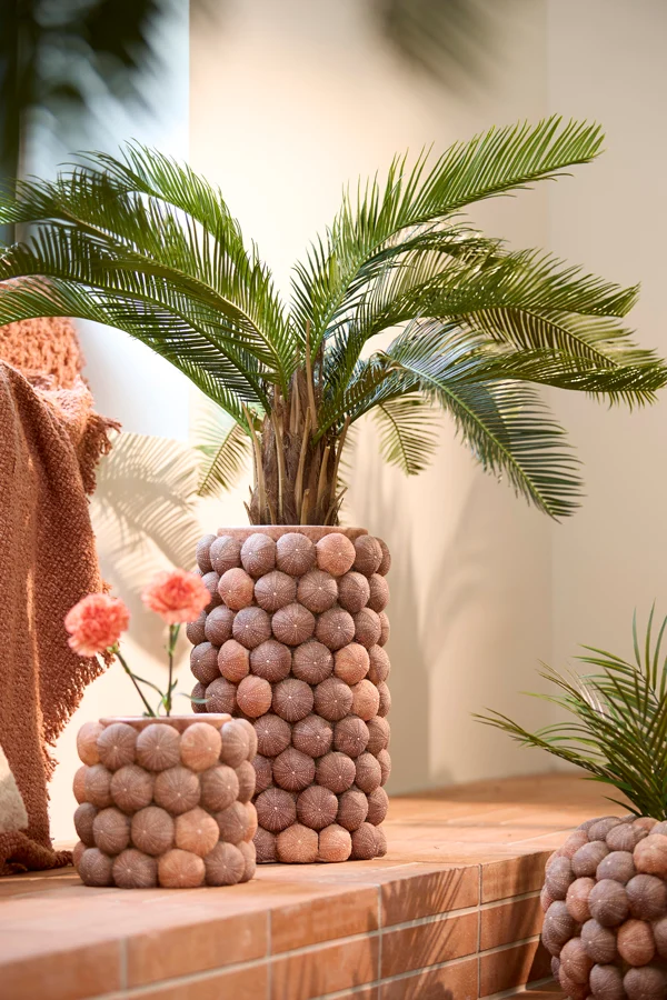 Vase deco 25x40 cm SEA URCHIN coral red+burgundy