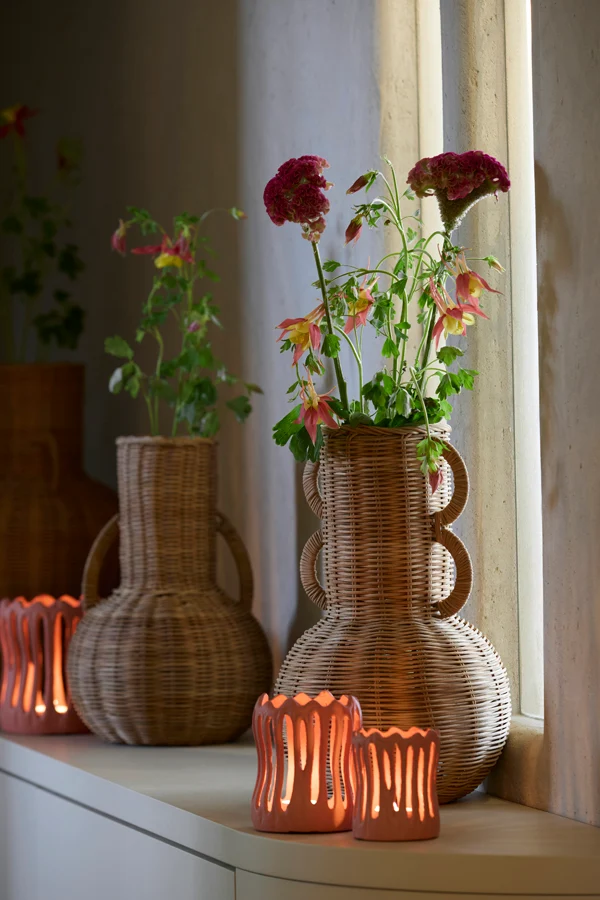 Vase deco 25x38 cm NALEAH rattan brown