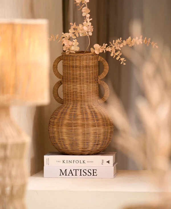 Vase deco 25x38 cm NALEAH rattan brown