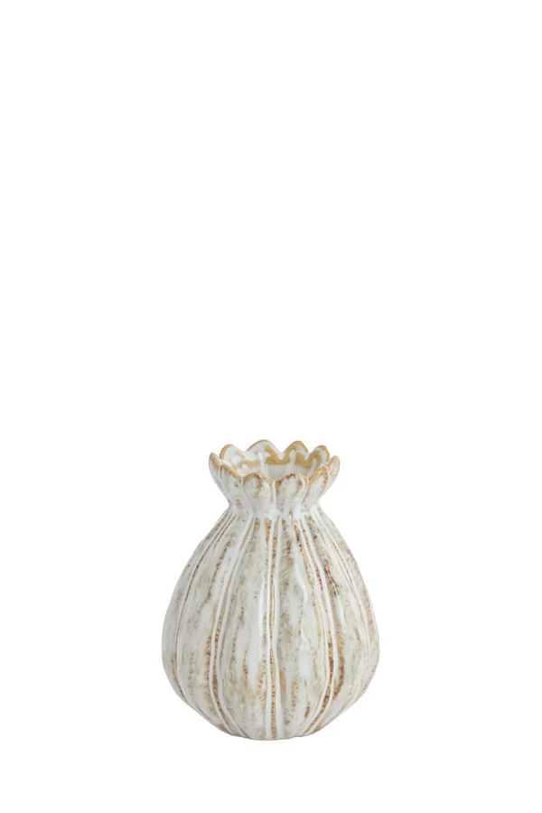 Vase deco 9,5x13 cm FELINE ceramics cream-brown
