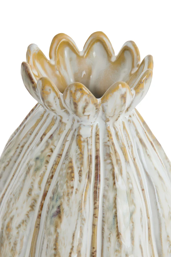 Vase deco 9,5x13 cm FELINE ceramics cream-brown