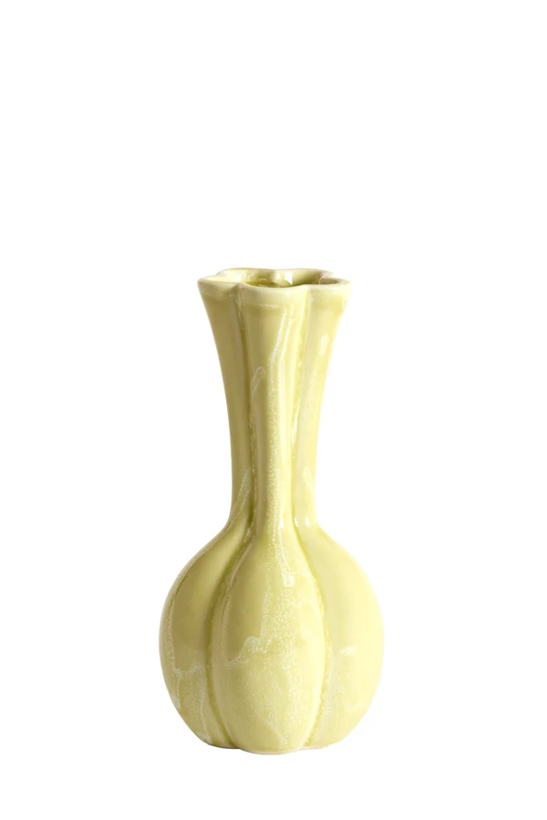 Vase deco 8x17 cm SYDELL ceramics yellow-green