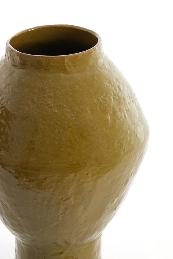 Vase deco 22,5x33 cm VASORA ceramics shiny olive green