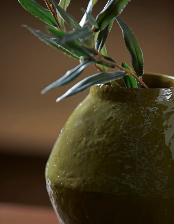 Vase deco 22,5x33 cm VASORA ceramics shiny olive green