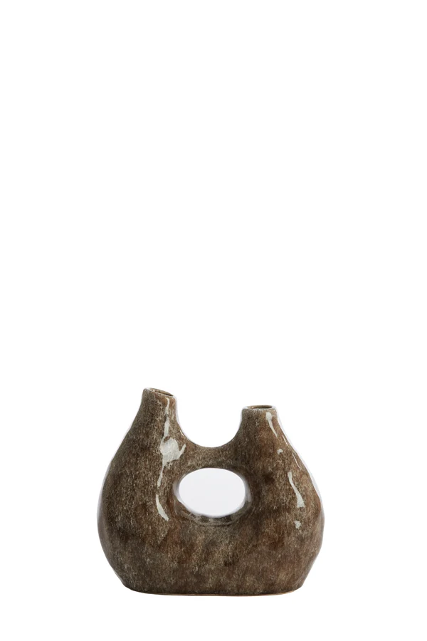 Vase deco 24,5x11x21,5 cm KATHA ceramics shiny brown