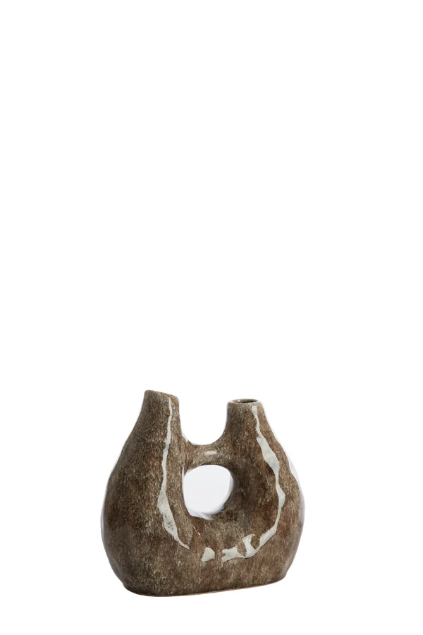 Vase deco 24,5x11x21,5 cm KATHA ceramics shiny brown