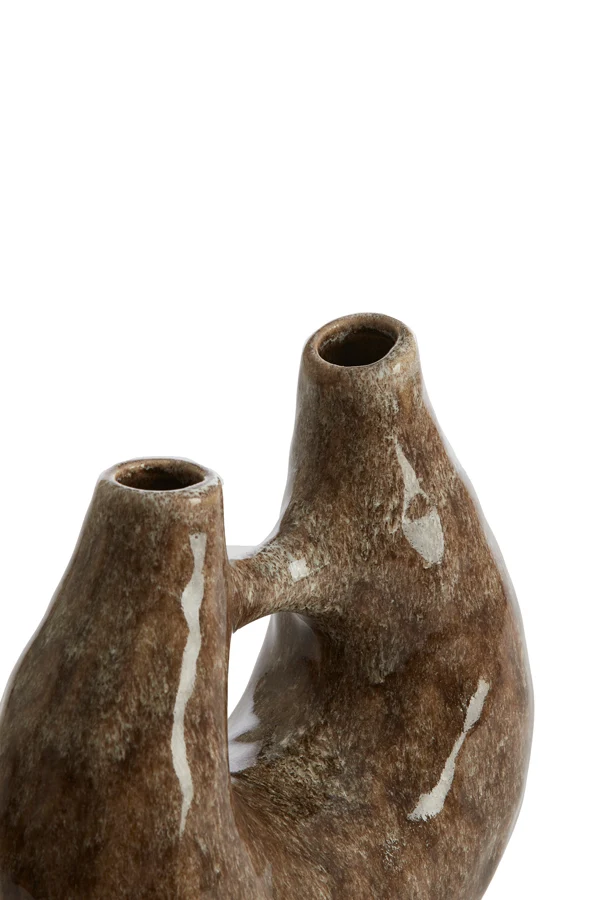 Vase deco 24,5x11x21,5 cm KATHA ceramics shiny brown