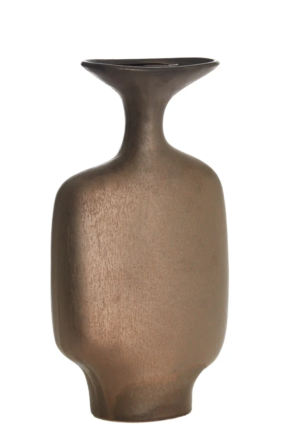 Vase deco 23x9,5x40,5 cm TROVO ceramics matt dark bronze