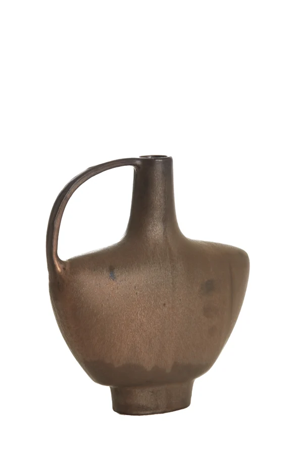 Vase deco 28x10x31,5 cm OZZERO ceramics matt dark bronze