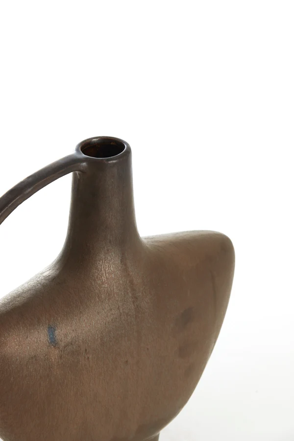 Vase deco 28x10x31,5 cm OZZERO ceramics matt dark bronze