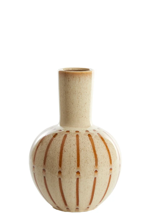 Vase deco 28,5x42 cm ULLOA ceramics shiny cream+brown