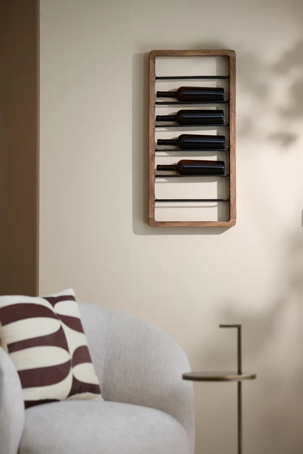 Wine rack 6 bottles 40x6x80 cm SORRENTO wood brown+matt blck