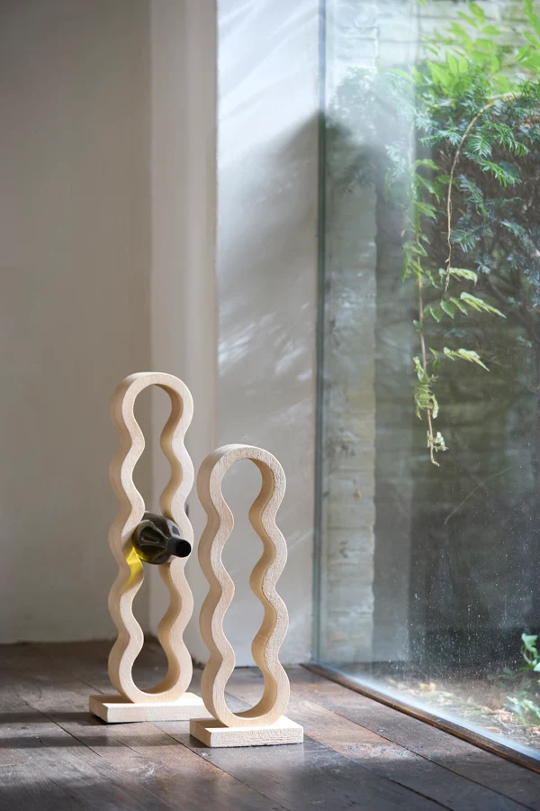 Wine rack 5 bottles 18x13x58 cm EDOLO wood matt natural
