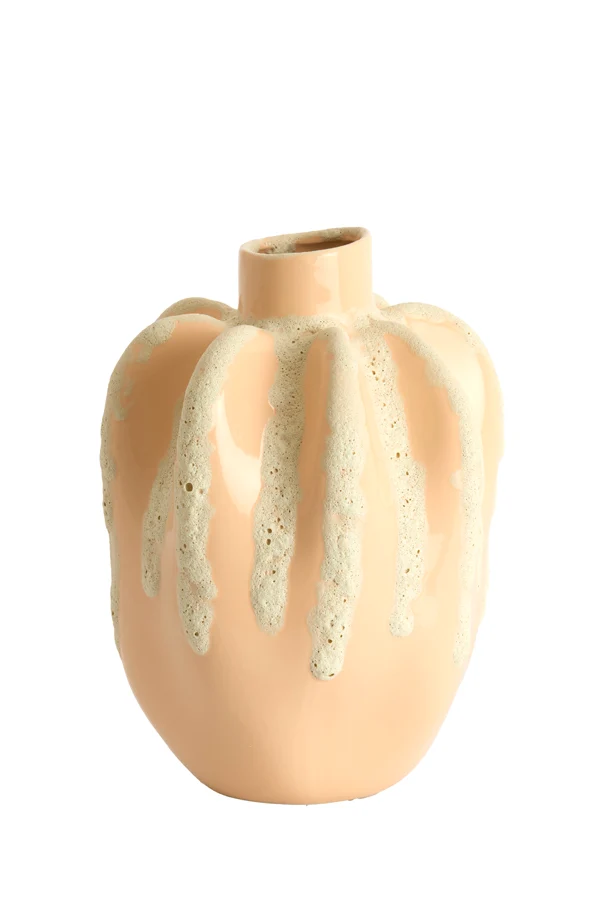 Vase deco 25x38 cm CHIERI ceramics light pink+cream