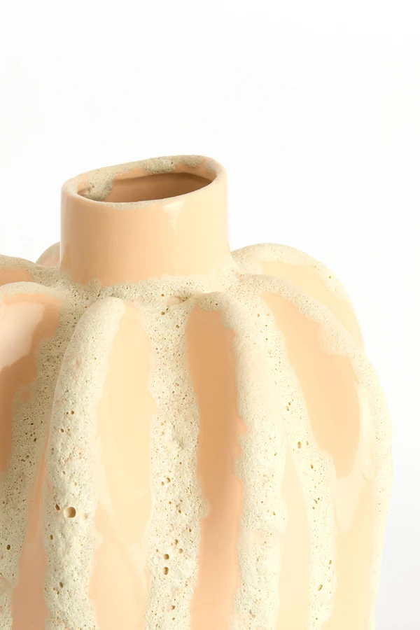 Vase deco 25x38 cm CHIERI ceramics light pink+cream