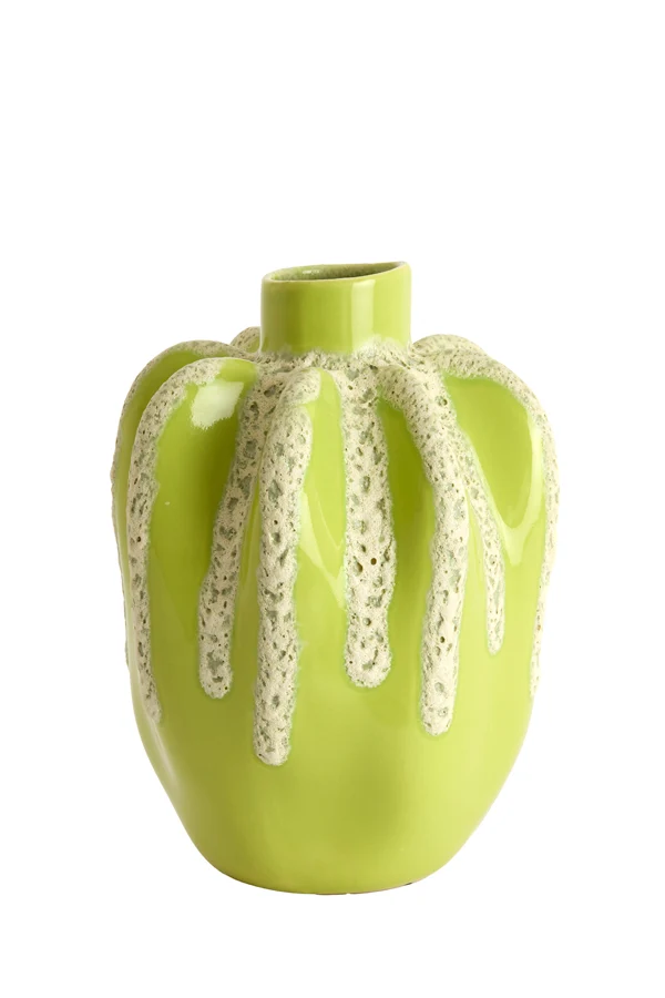 Vase deco 25x38 cm CHIERI ceramics light green+cream
