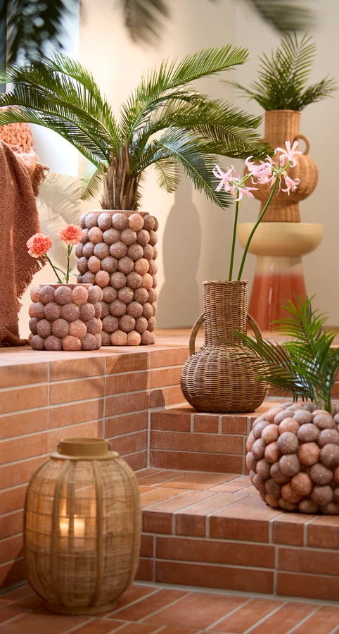 Vase deco 25x35 cm NARINO rattan brown