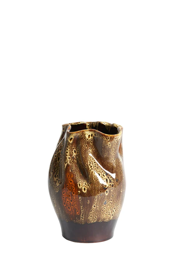 Vase deco 22,5x30 cm ALTHEA ceramics d brown+cream+orange