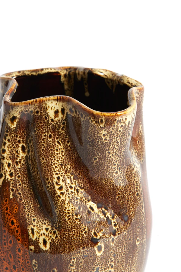 Vase deco 22,5x30 cm ALTHEA ceramics d brown+cream+orange