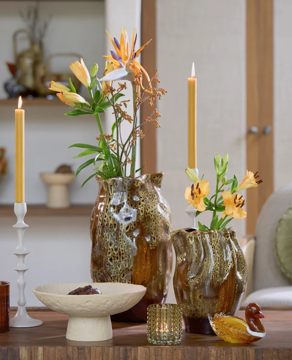 Vase deco 22,5x30 cm ALTHEA ceramics d brown+cream+orange